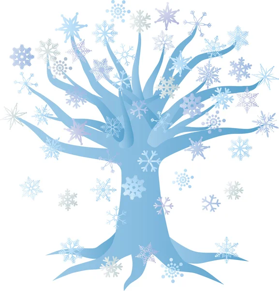 Winter sneeuwvlok boom illustratie — Stockvector