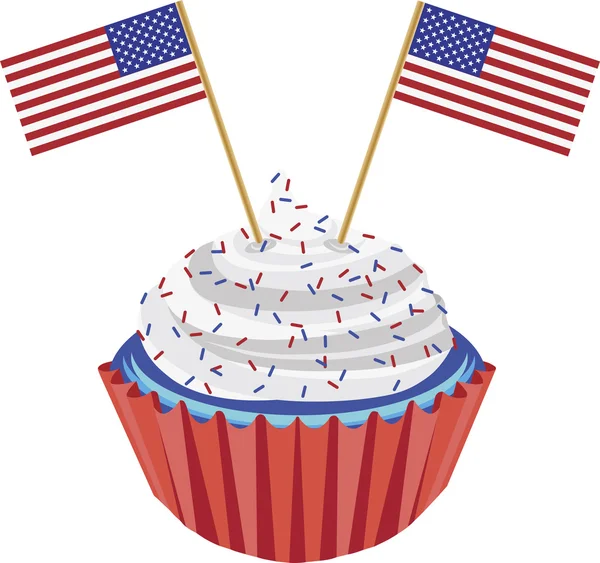 4 juli cupcake met vlag afbeelding — Stockvector