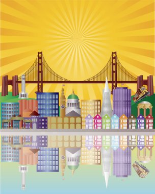 San Francisco City Skyline at Sunrise Illustration clipart