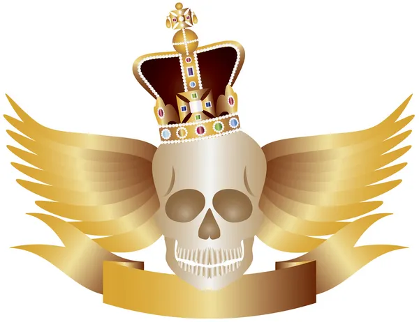 Skull with Crown and WIngs — Stock Vector