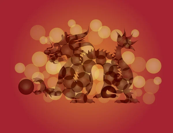 Dragón de año nuevo chino con ilustración de bola — Vector de stock