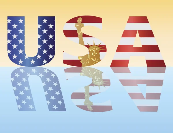 Amerikan bayrağı ABD alfabe resimde anlatılan — Stok Vektör