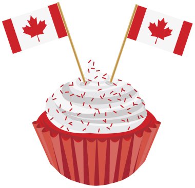 Happy Canada Day Cupcake with Flag Illustration clipart