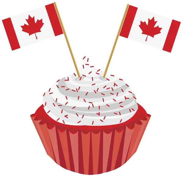 Ευτυχής cupcake ημέρα Καναδά με σημαία εικονογράφηση — Διανυσματικό Αρχείο