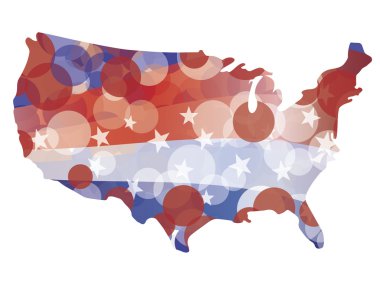 USA Map with Red White Blue Circle Pattern vector