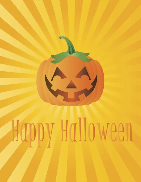 Happy Halloween Pumpkin with Sun Rays Illustration — Stock Vector