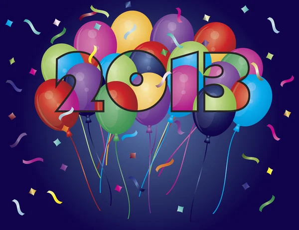 Kleurrijke ballonnen in 2013 silhouet illustratie — Stockvector
