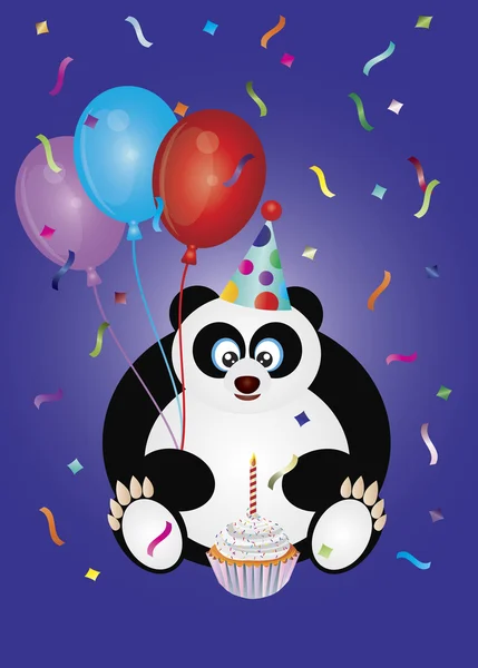 Happy Birthday Panda Bear Illustration — Stock Vector