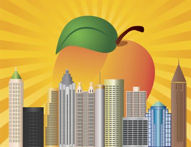 Atlanta Georgia City Skyline with Peach Illustration clipart