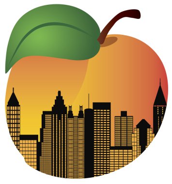 Atlanta Georgia Night Skyline Inside Peach Illustration clipart