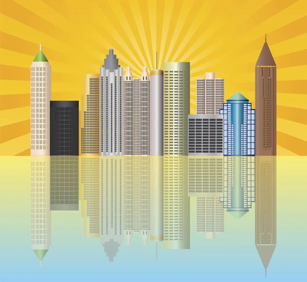Atlanta Georgia City Skyline Illustration — Stock vektor