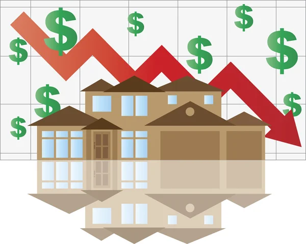 Huis dalende waarde grafiek — Stockvector