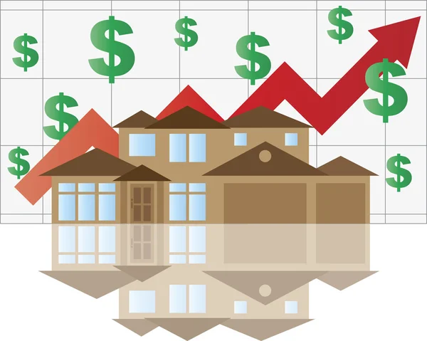 Grafico del valore crescente della casa — Vettoriale Stock