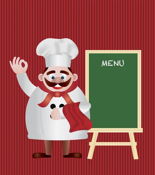Chef con Menú Ilustración de Signos — Archivo Imágenes Vectoriales