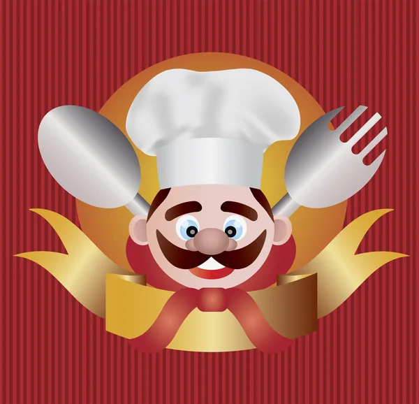 Chef-kok met banner afbeelding — Stockvector