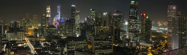 Singapurská finanční čtvrť panorama v noci — Stock fotografie