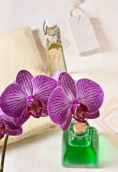 Orquídea no banheiro — Fotografia de Stock