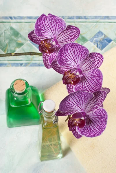 Orchidee im Badezimmer — Stockfoto