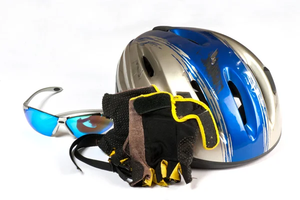 Zátiší s helmy a brýle — Stock fotografie
