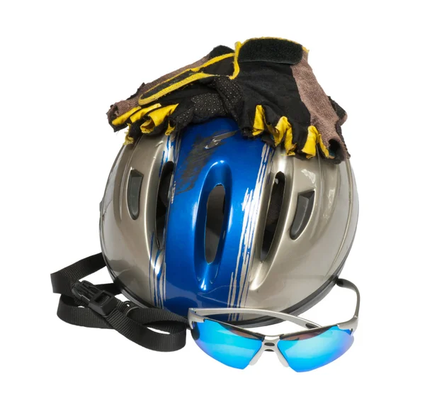 ヘルメット ＆ サングラスのある静物 — ストック写真