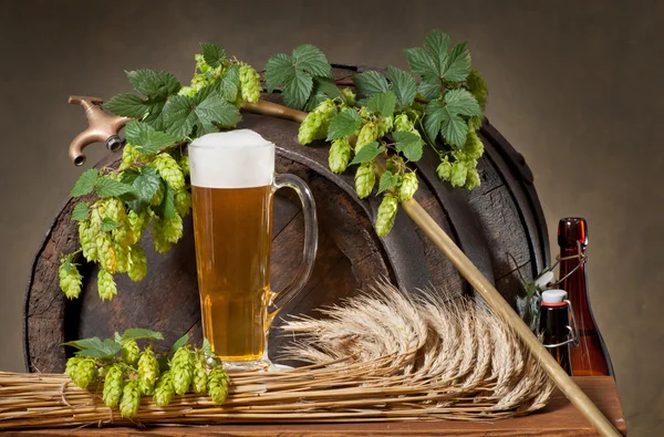 Natura morta con birra — Foto Stock