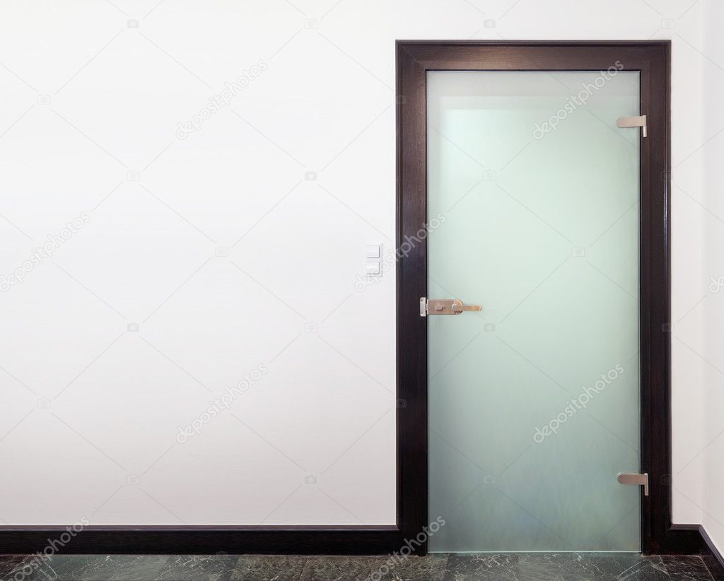 Modern closed glass door