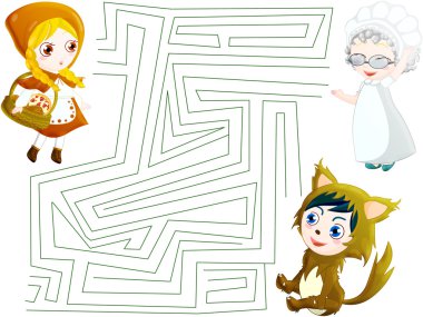 Little red riding hood labyrinth clipart