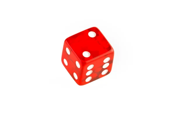 One transparent red die — Stock Photo, Image
