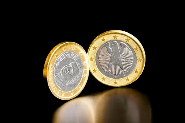 德国和西班牙的欧元硬币 — 图库照片