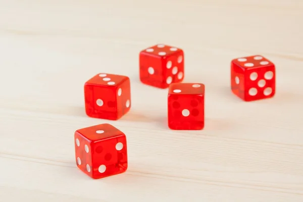 Group of five red dices — Stock Photo, Image