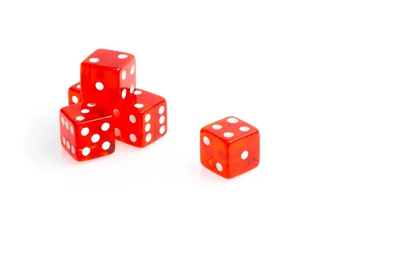 Five transparent red dice — Stock Photo, Image