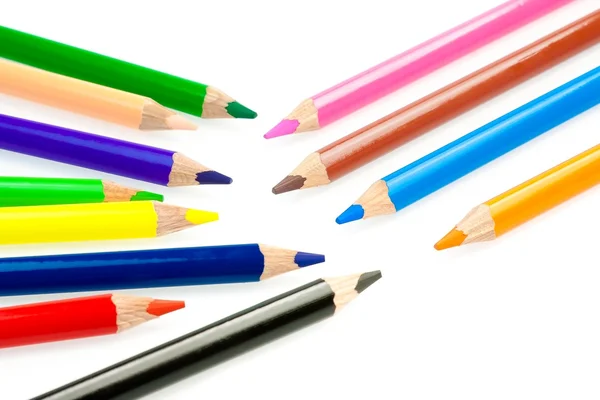 Reeks van kleurrijke potloden gerangschikt — Stockfoto