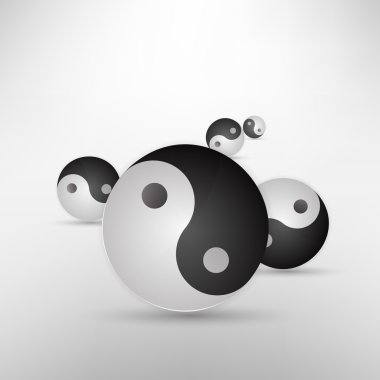 yin yang glitter imza izole üzerinde beyaz, vektör çizim