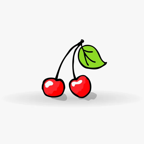Red cherry isolated on white — Stock Vector