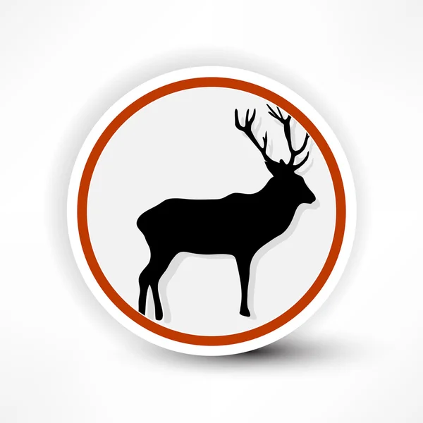 禁止在白色背景上的射击麋鹿，红色标记。. — 图库矢量图片