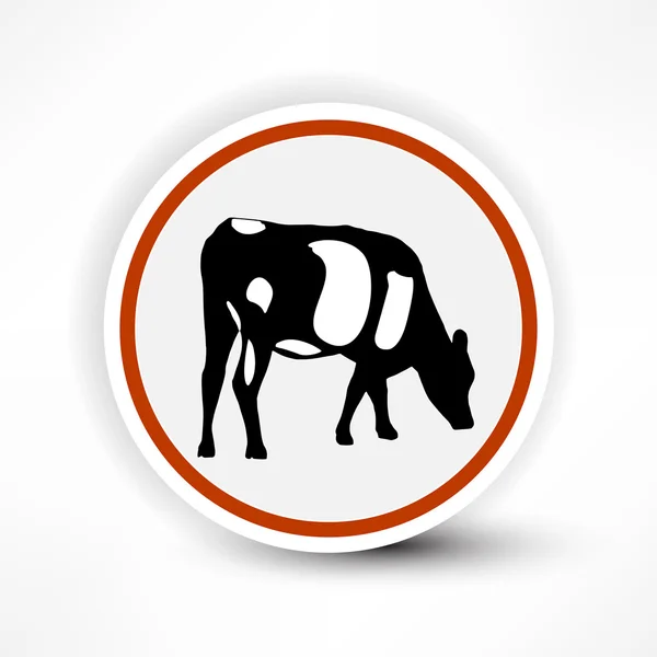 Teken van beweidende koeien in het rood op een witte achtergrond. — Stockvector
