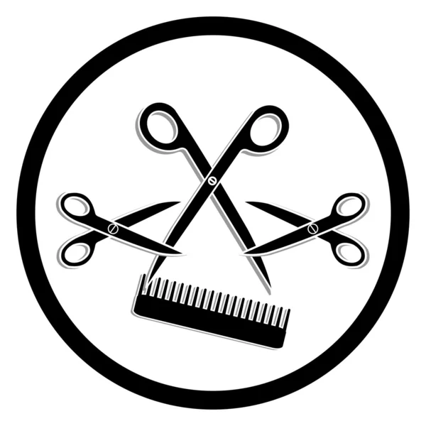 Corte de cabelo ou salão de beleza símbolo — Vetor de Stock