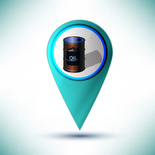 Vector brillante barril de petróleo icono elemento de diseño botón en una ba azul — Archivo Imágenes Vectoriales