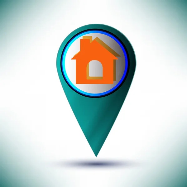 Vector brillante icono web elemento de diseño del hogar sobre un fondo azul . — Vector de stock
