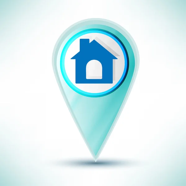 Vector brillante icono web elemento de diseño del hogar sobre un fondo azul — Vector de stock