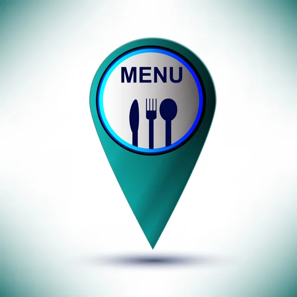 Vetor lustroso web ícone restaurante design elemento em um backg azul — Vetor de Stock