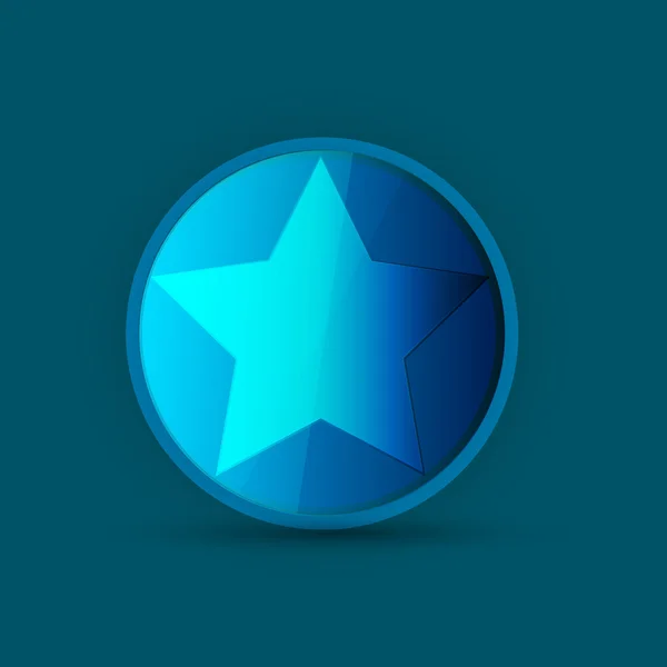 Icône étoile bleue sur bleu — Image vectorielle