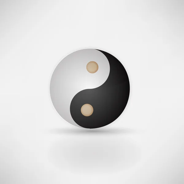 Signo de brillo Yin yang aislado en blanco, ilustración vectorial — Archivo Imágenes Vectoriales