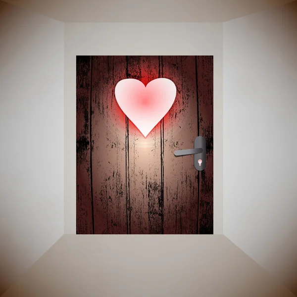 Ahşap kapı aşk — Stok Vektör