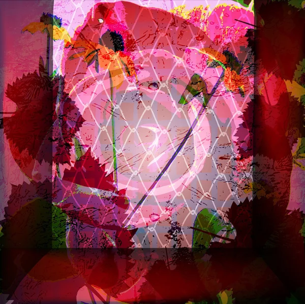 Vector gekleurde achtergrond met prachtige abstracte rode bloemen — Stockvector
