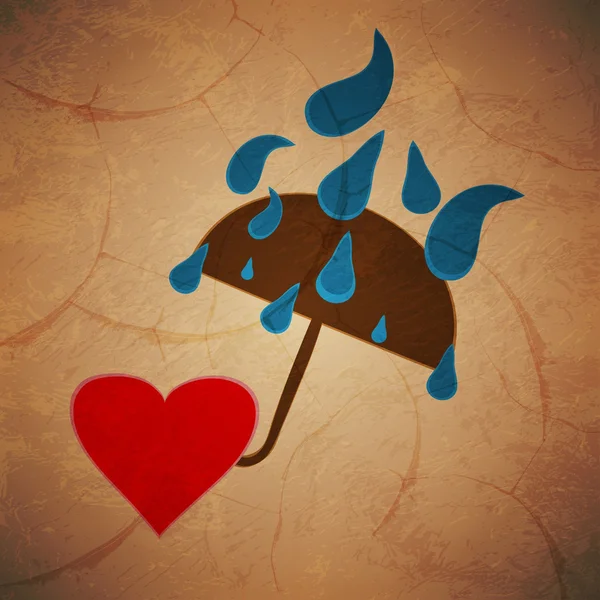 Paraguas de lluvia con un corazón. Fondo vectorial . — Vector de stock
