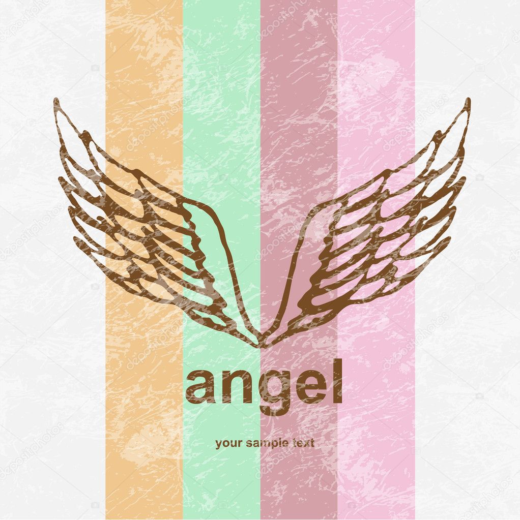 Vector illustration of angel icon. retro background.