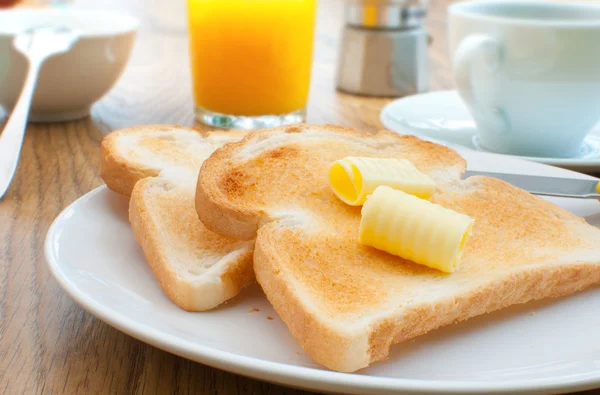 早餐面包和咖啡 — 图库照片