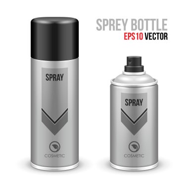 Two Gray Aerosol Spray Metal 3D Bottle Can: Paint, Graffiti, Deodorant clipart