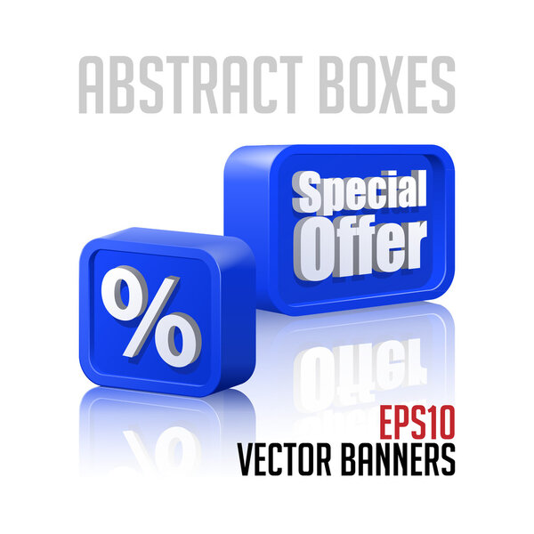 Трехмерные абстрактные баннеры синего цвета
